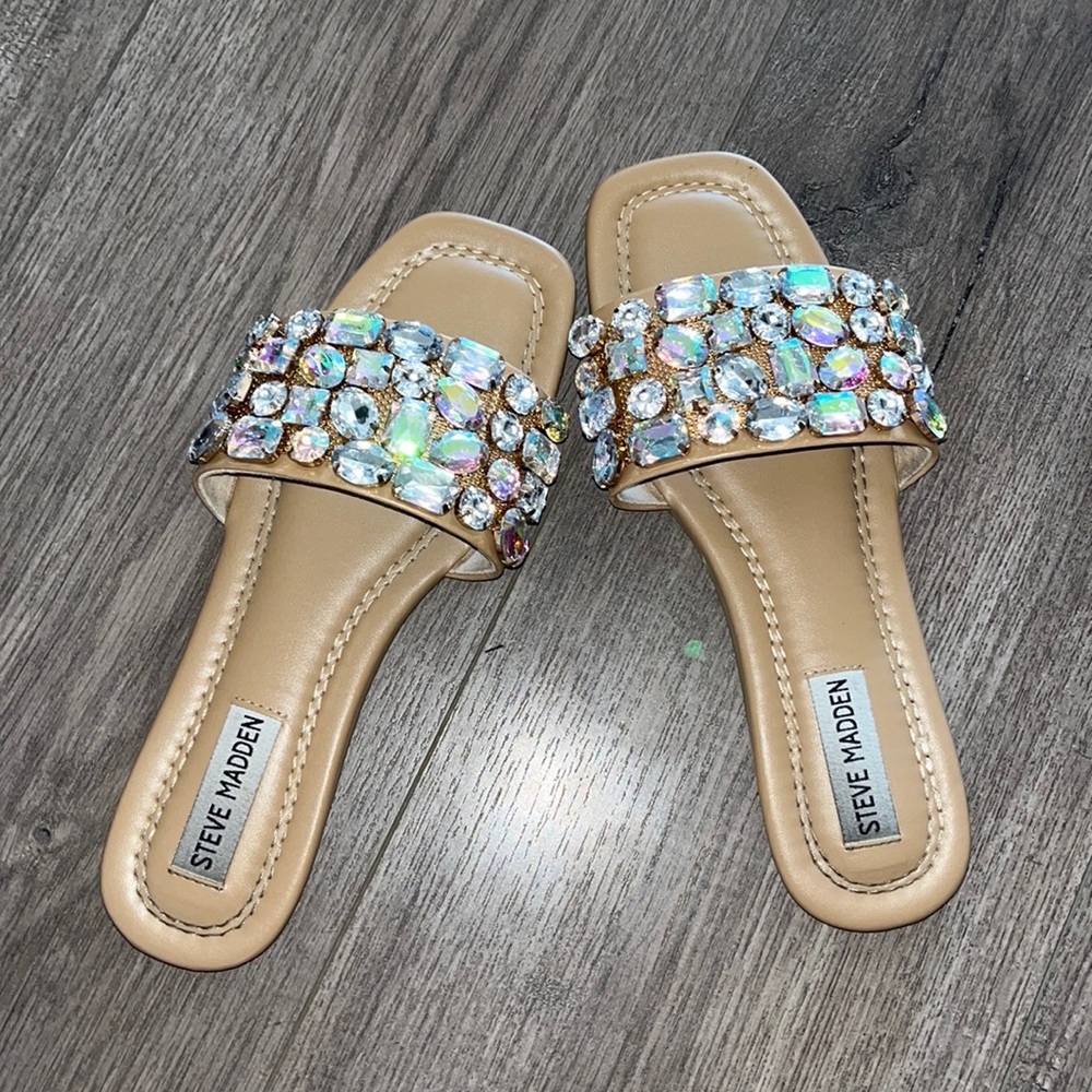 steve madden bejeweled slides sandals